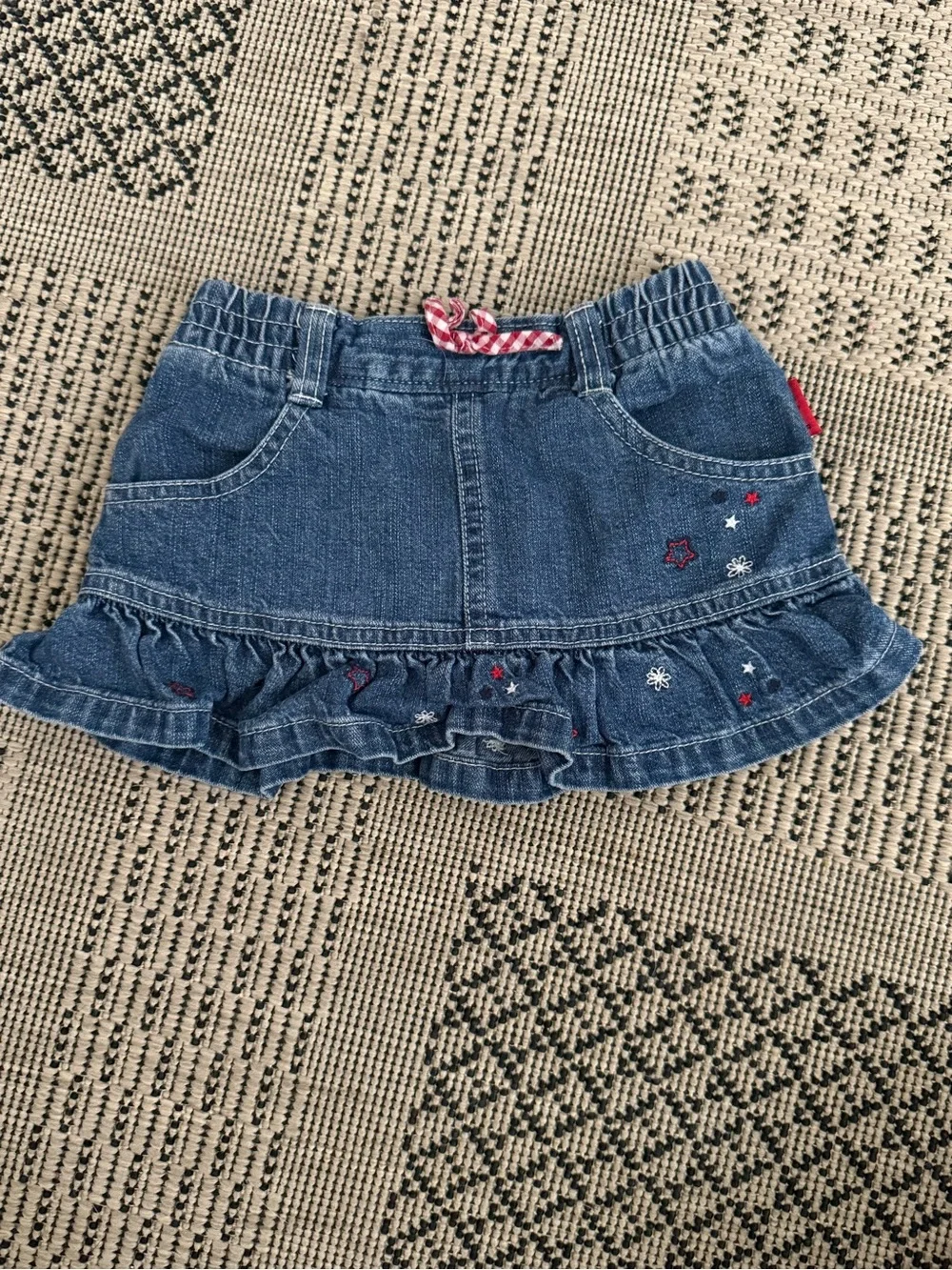 OshKosh B'gosh Denim Ruffle Skirt with Red & White Star Accents - Blue
